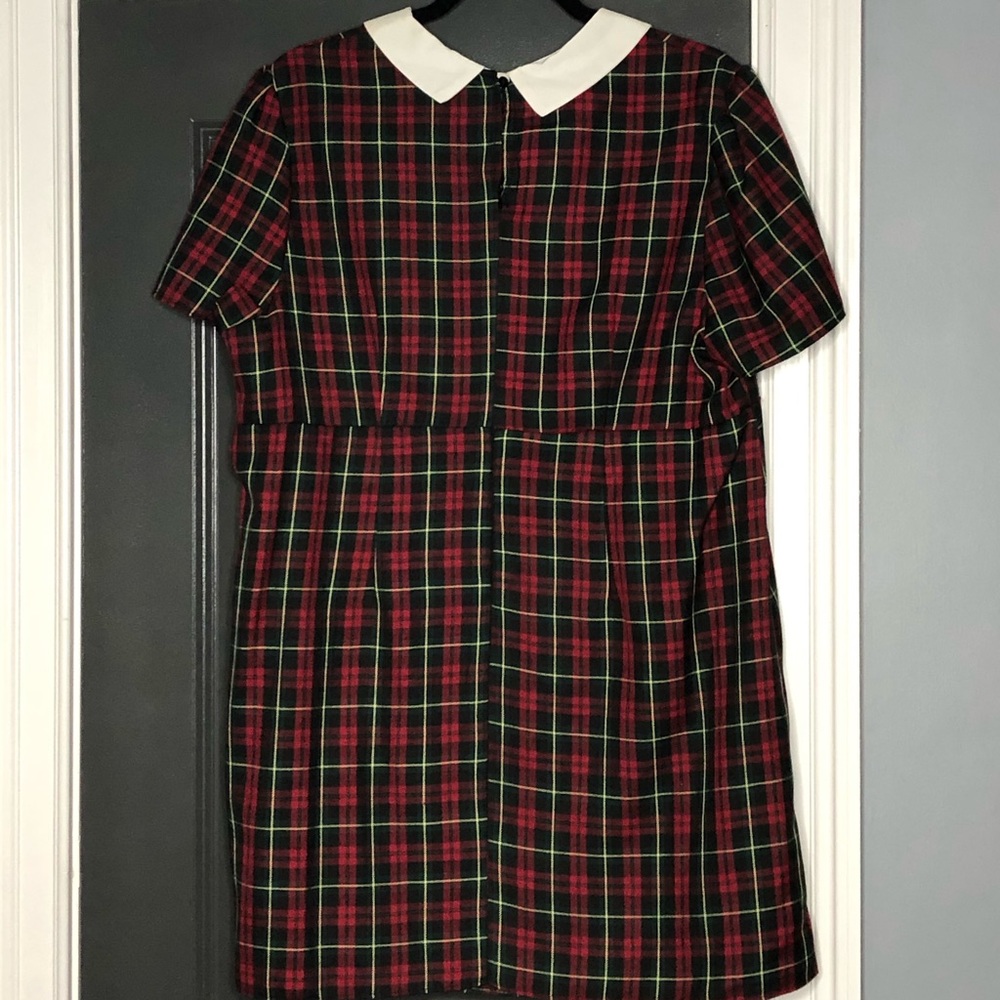 [✨️BOGO✨️] Atmosphere Red and Green Plaid Mini Dress with Bow - Picture 3 of 6